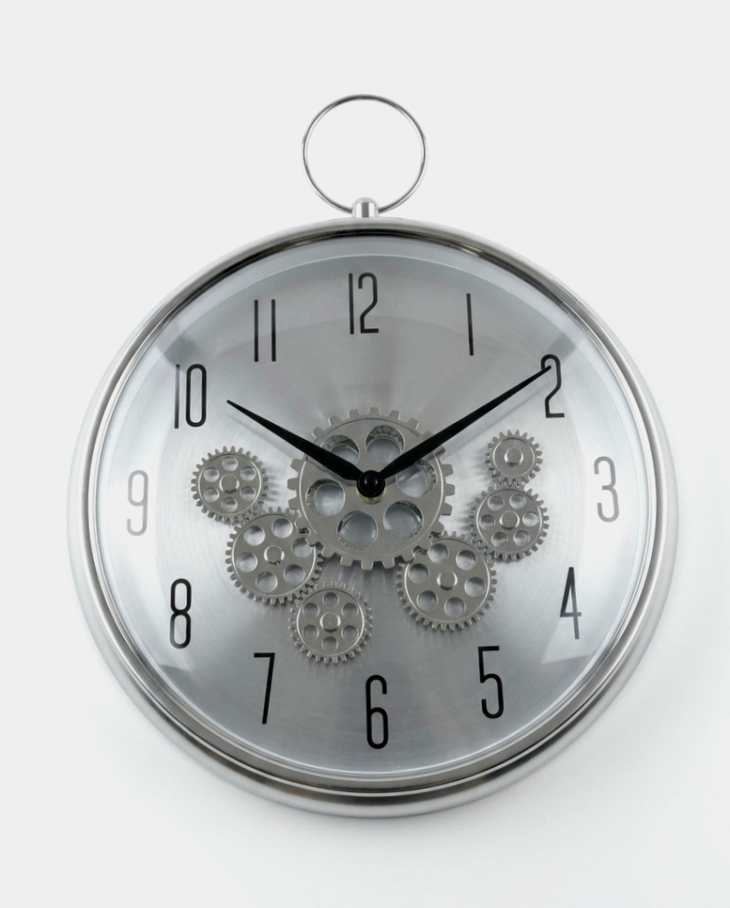 Silver Hanging Wall Clock, decorative silver wall timepiece for a home or office in Lagos, Nigeria