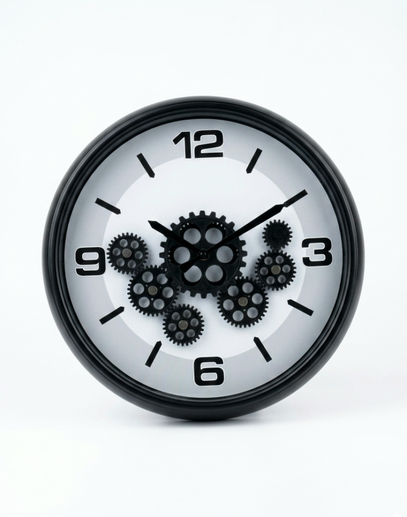 Black Wall Clock, classic decorative timepiece for home or office interiors in Lagos, Nigeria