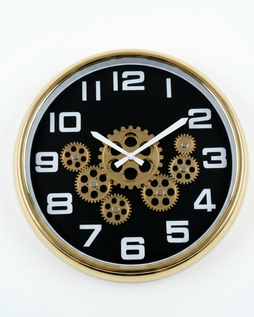 Gold Black White Wall Clock, stylish decorative timepiece for home or office interiors in Lagos, Nigeria