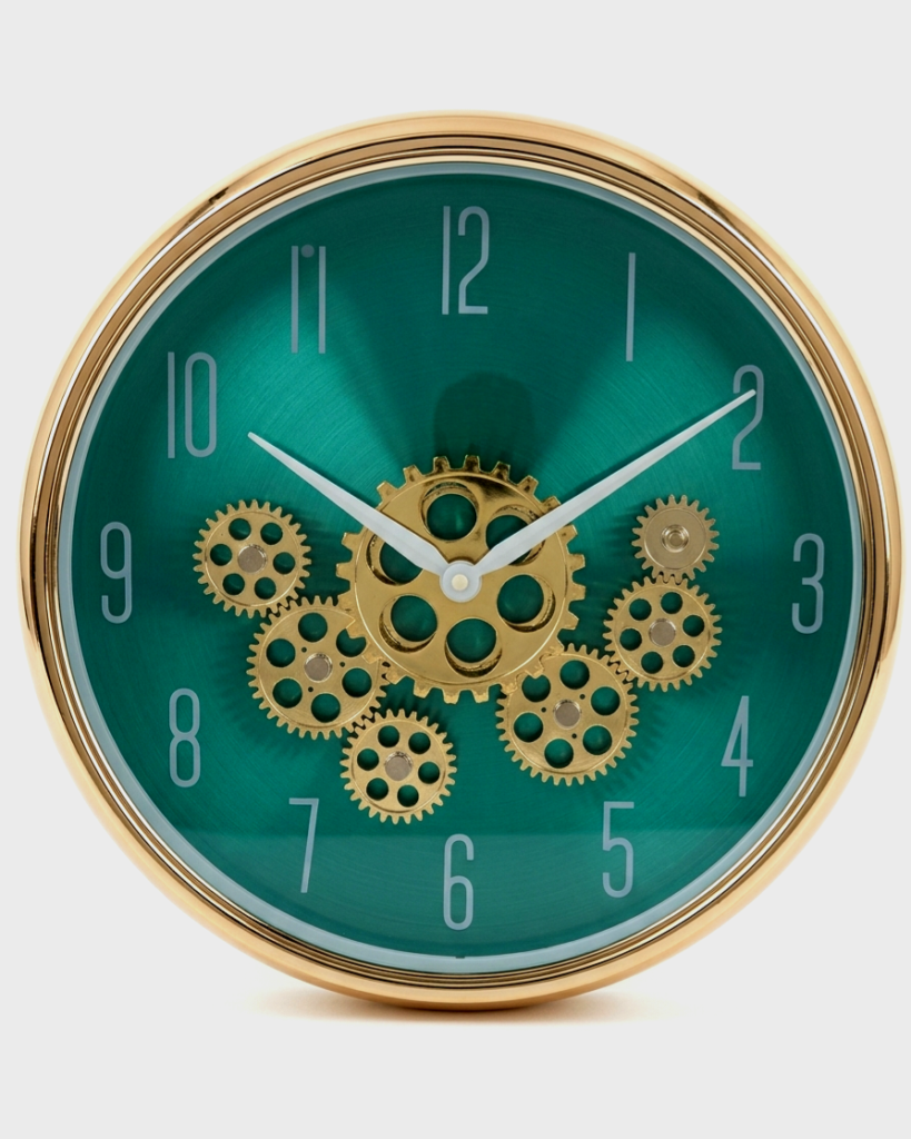 Seven Engine Green Rose Gold Small Wall Clock, compact decorative design for homes and offices in Lagos, Nigeria