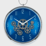 Seven Engine Blue Silver Wall Clock with hanging ring, decorative design for homes and offices in Lagos, Nigeria
