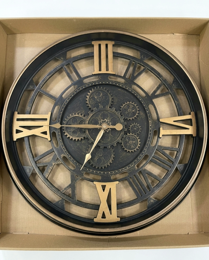 Seven Engine X Gold Black Clock for modern home décor in Lagos, Nigeria