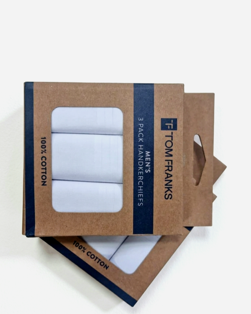 3 Pack Men's White Handkerchiefs for everyday personal use in Lagos, Nigeria