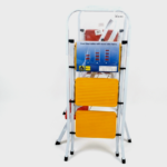 White steel 3 step ladder with yellow details for household use in Lagos, Nigeria