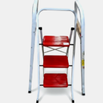 Red steel 3 step ladder for household use in Lagos, Nigeria