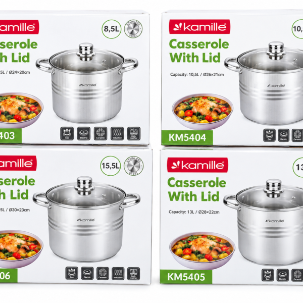 S/Steel Casserole 4pc Pot Set With Lids – Everyday Cookware