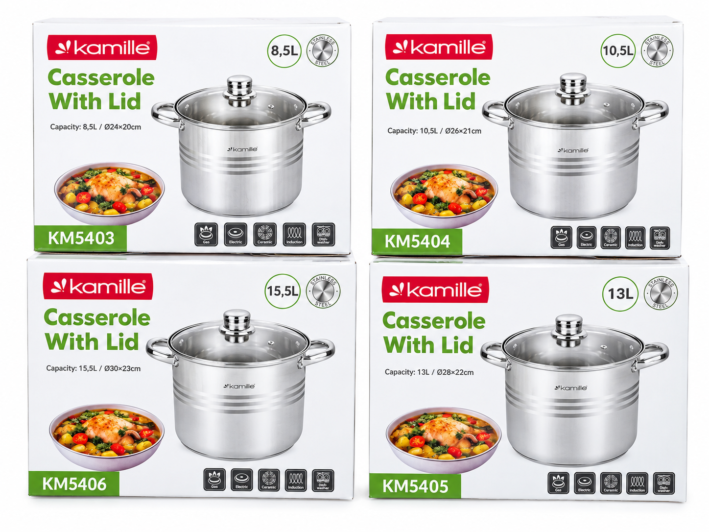 61013 S/Steel Casserole 4pc Pot Set With Lids – Everyday Cookware - Image 1