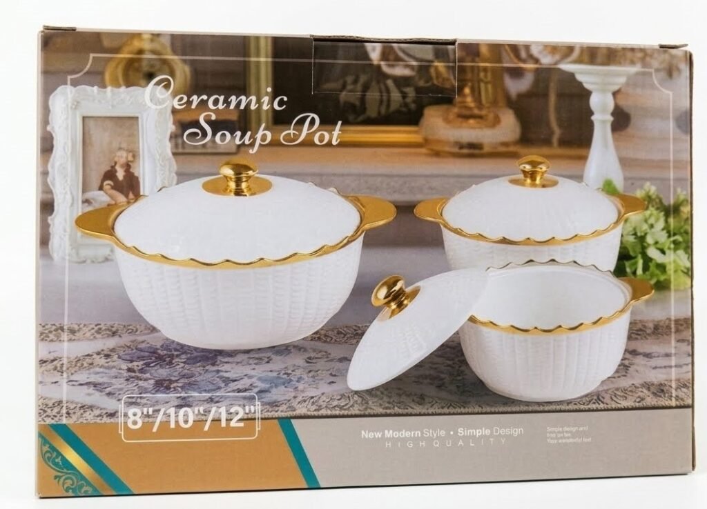 Ceramic Soup Dish Pot in 8, 10 and 12-inch sizes for serving meals in Lagos, Nigeria