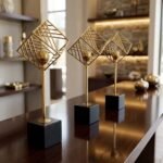 Desert spiral 29cm gold geometric ceramic for modern living room tabletop decoration in Lagos, Nigeria.