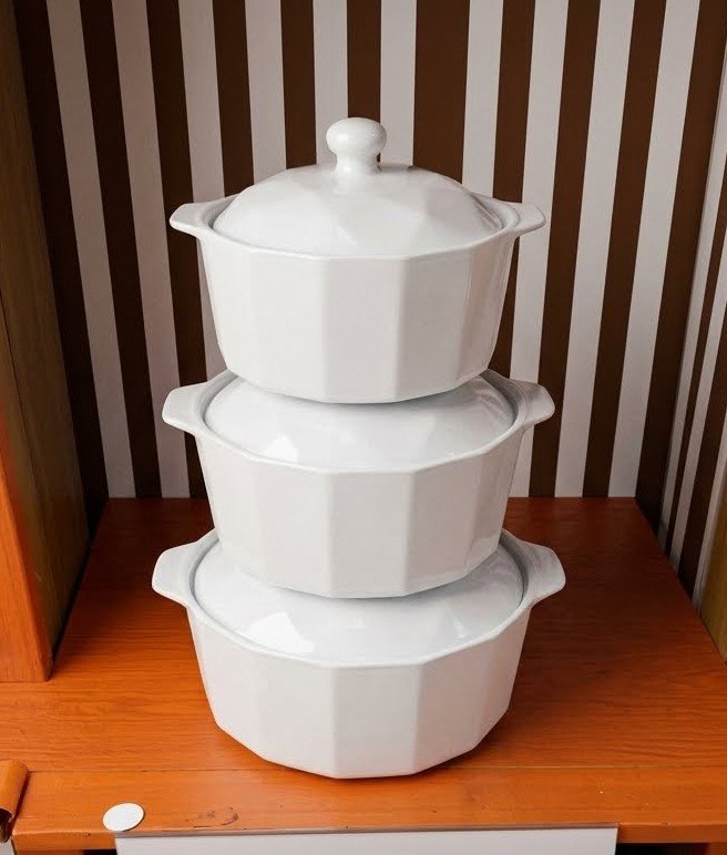 White Soup Dish Set of 3 in classic white, available in Lagos, Nigeria