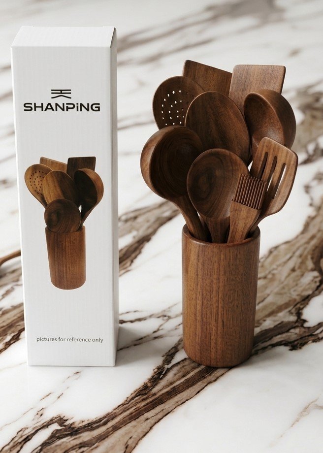 Shanping Wooden Spoon in natural wood finish for everyday cooking in Lagos, Nigeria